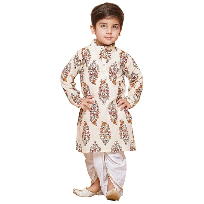 Kids Cotton Dhoti Kurta Set For Boys