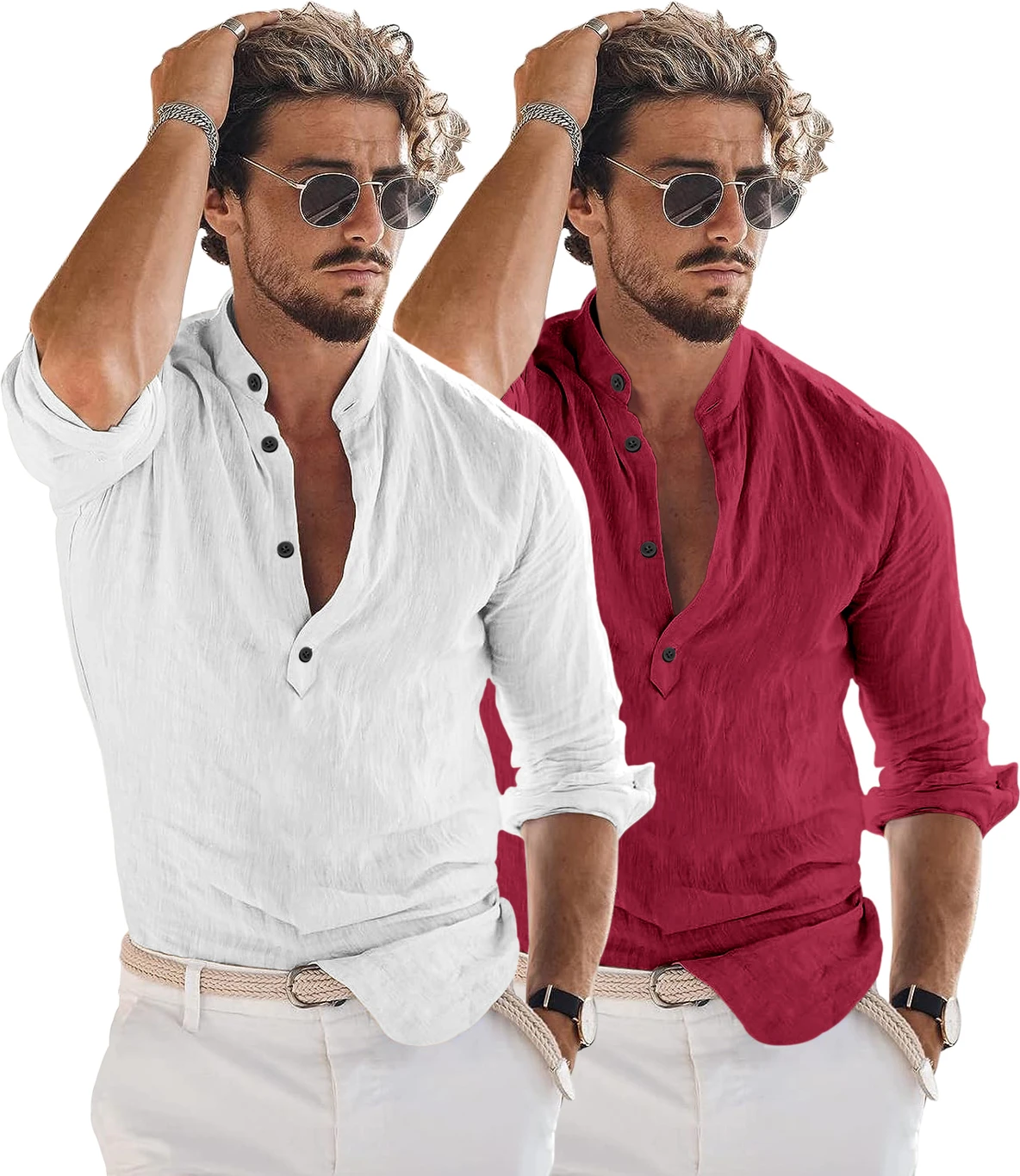 Combo of Men Solid Cotton Kurta Shirt - Image 3