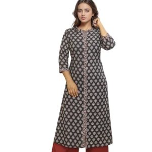 Women'S Cotton Kurti A-Line Black