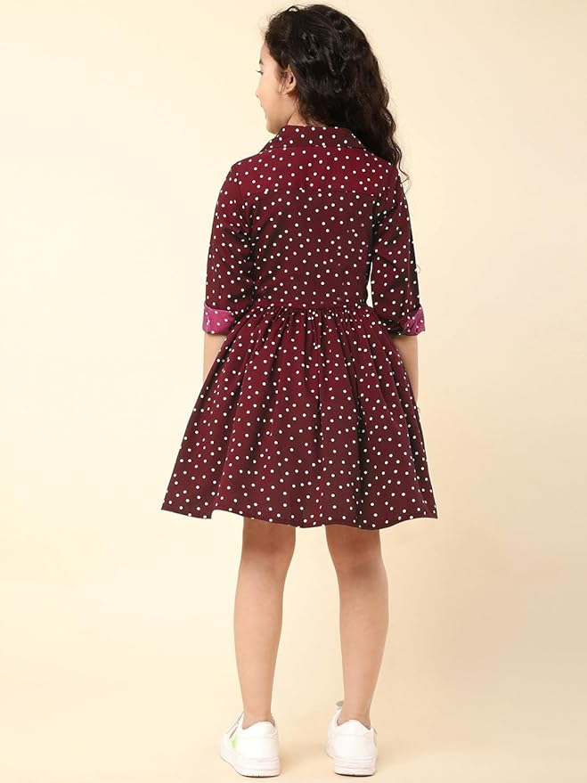 Girls Cotton Striped Shirt Dress - Image 4