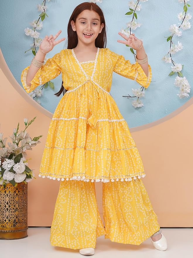 Girls' Printed Kurta Sharara Set - Image 6