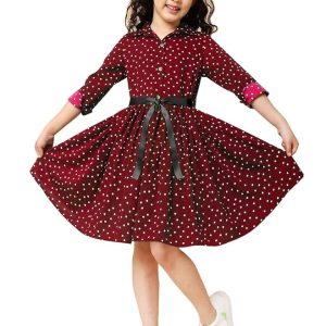 Girls Cotton Striped Shirt Dress