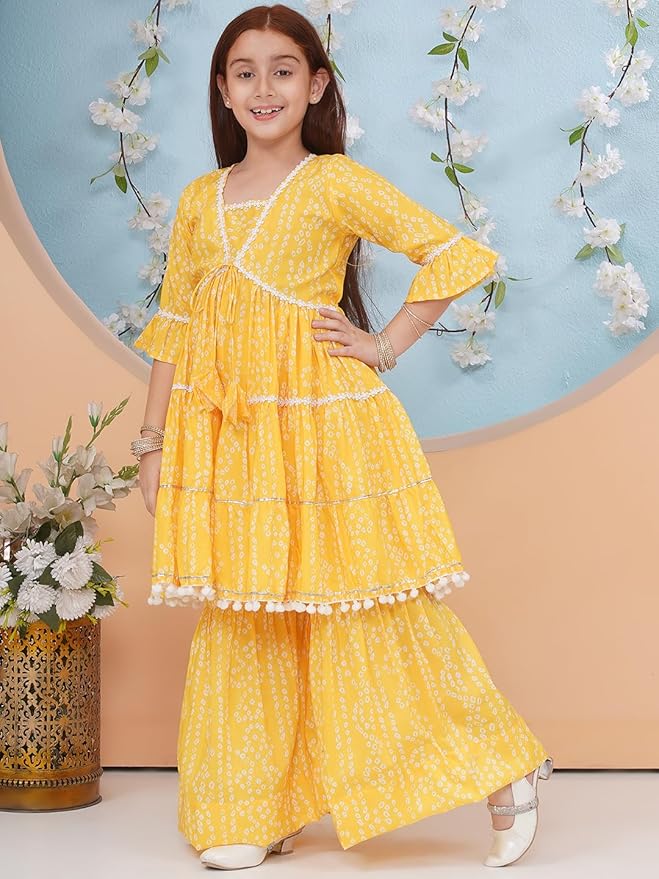 Girls' Printed Kurta Sharara Set - Image 4