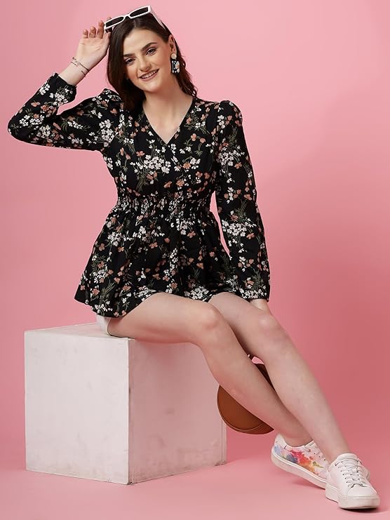 Women's Casual Puff Sleeves Floral Top - Image 4