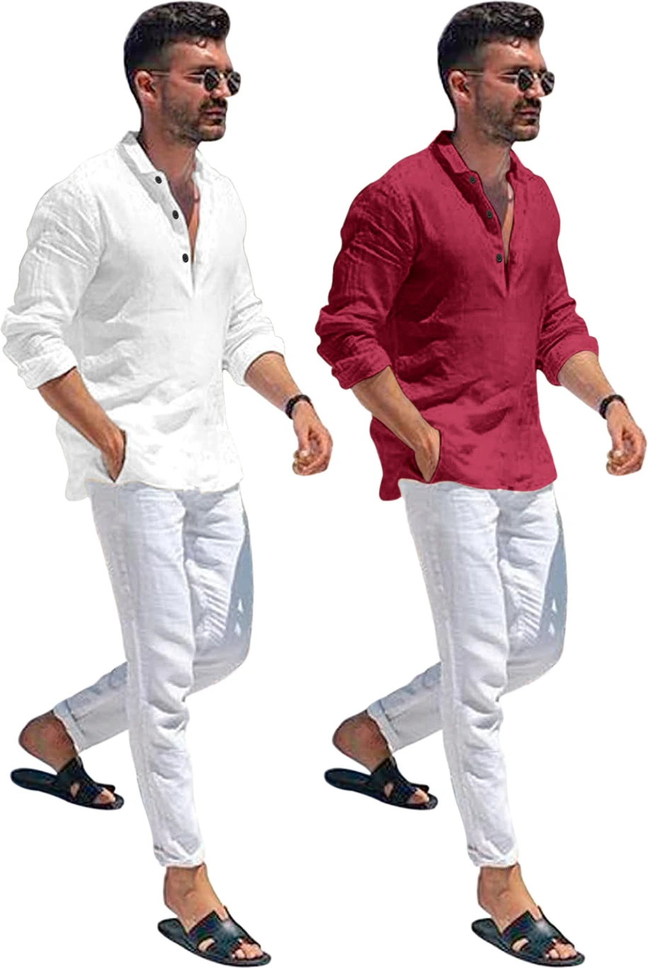 Combo of Men Solid Cotton Kurta Shirt - Image 2