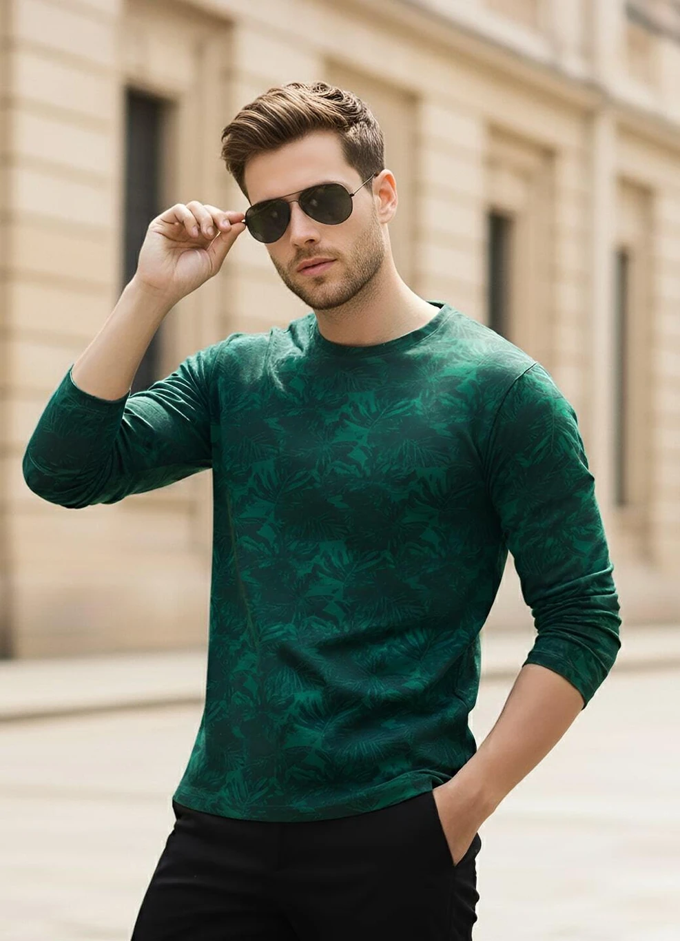 Full Sleeve Slim Fit Cotton T-Shirt - Image 4